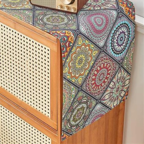 Long Boho Table Runner Bohemian Farmhouse Cottage Decor Decorative Cloth 13x72 - Picture 6 of 9